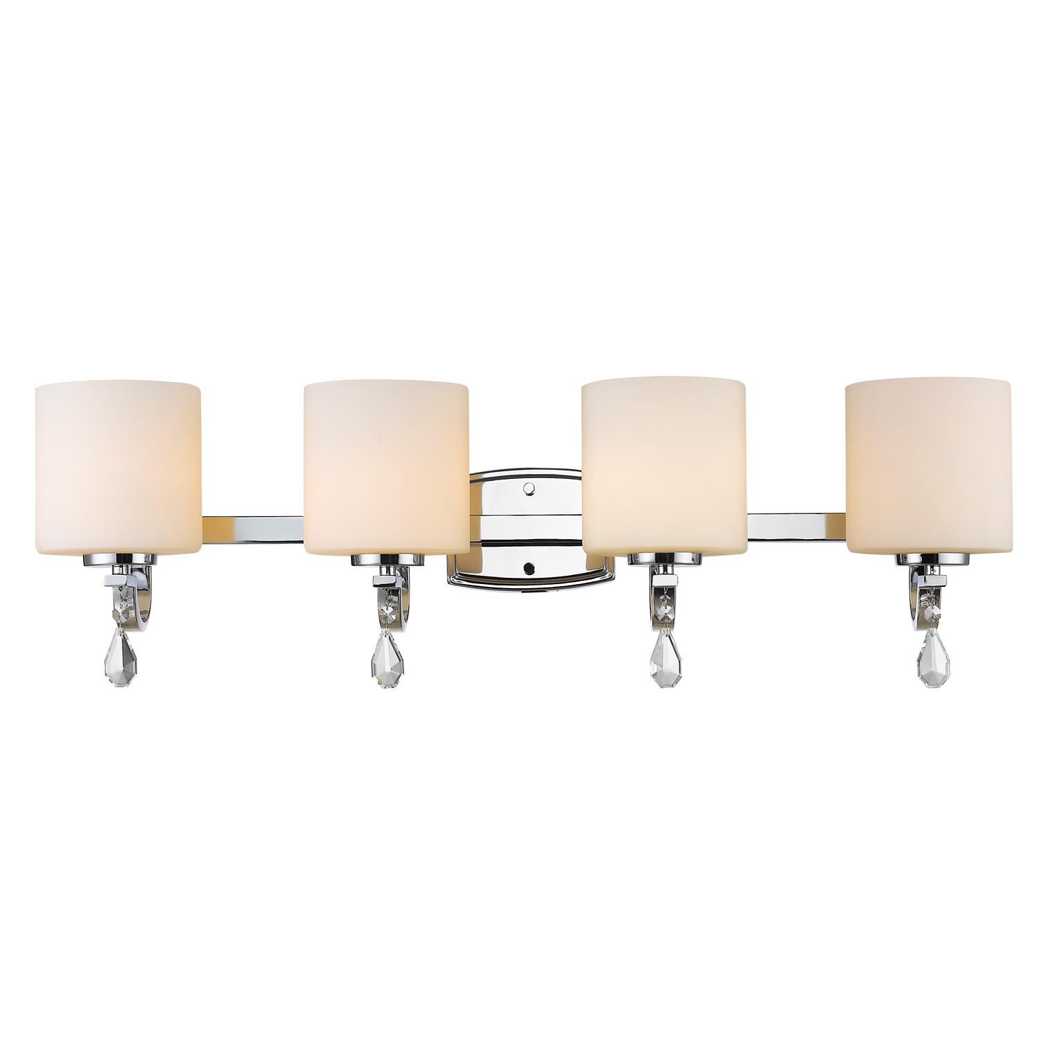 Shown in Chrome finish and Faceted Teardrop crystal and Opal glass